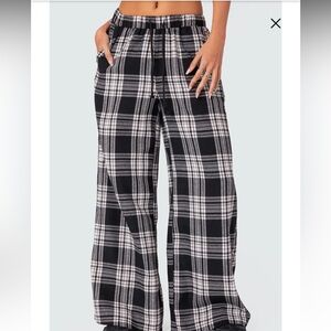 Black and White Plaid Wide-Leg sweats